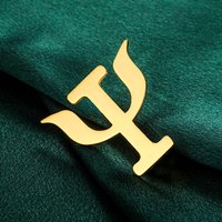 Dawapara Psi Symbol Brooch Greek Letter Lapel Pins Stainless Steel Accessories Psychologist Gift Healing Spiritual Jewelry