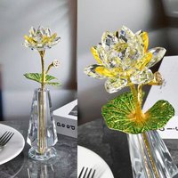 Crystal Lotus Flower Ornament Home Decor Living Room Bedroom Home Crystal Crafts Ornament Lotus Birthday Gift Christmas Gift Gra