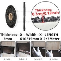Black Flat Stove Rope Self-Adhesive Fiberglass Fireplace Door Sealing Strip Cord Replacement Gasket Tape 10/15mm Width 2m Length