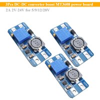 3Pcs DC-DC converter boost module MT3608 module power board 2A 2V-24V for 5/9/12/28V Arduino upgrade modify Expand DIY