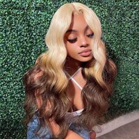High Quality Transparent 13x4 Lace Front Wig Body Wave 180% Density Ombre 613 Brown Brazilian Colored Human Hair Wig 2026