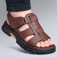 2026 New Sandals Men's New Beach Shoes Cowhide Slippers Outdoor Non-slip Thick-soled Leather Sandals for Me