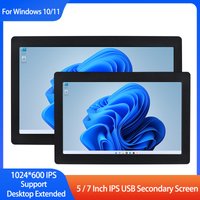 5 / 7 Inch IPS USB Secondary Screen One-Cable Display 1024*600 IPS LCD Support Desktop Extended For Windows 10/11