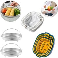 Multifunctional Kitchen Sink Strainer Basket Set Double Layer Fruit Vegetable Basket 1/6pcs Fruit Washing Basin Vegetable Drain