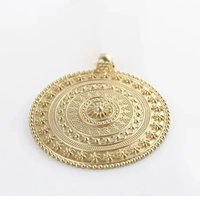 1 x Genuine Gold Color Plated Large Bohemia Boho Medallion Round Charms Pendants for Necklace Jewelry Making Accessories
