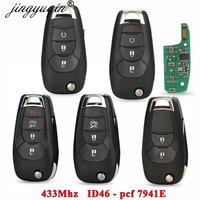 jingyuqin Flip 2/3/4BT 433MHZ ID46 PCF7941E Remote Car Key For Chevrolet Colorado Cruze Trailblazer Onix Tracker Onix RS Key Fob