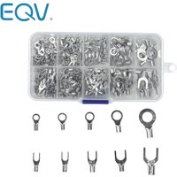 320Pcs/Box 10 In 1 Terminals Non-Insulated Ring Fork U-type Brass Terminals Assortment Kit Cable Wire Connector Crimp Spade