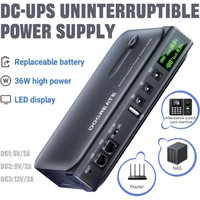 DC UPS Uninterruptible Power Supply System 5V-24V Output 4x18650 Replaceable Battery for Router NAS Modem and Security Monitor