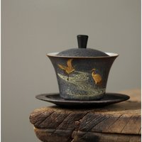 Ceramic Crane Gaiwan Ceramic Handmade Household Kung Fu Tea Set Tea Bowl Tea Cup Tea Maker Tea Ceremony