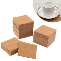 10pcs Square Natural Cork Coasters 100cm Self-adhesive DIY Mat Non-slip High Temperature Resistant For Office School Home Bar