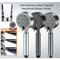 New 316 Stainless Steel 3 Modes Shower Nozzle Filter Booster Large Water Volume Handheld Household Universal Shower Head Set