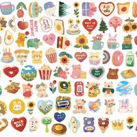 AliExpress NONE 108PCS Original Korean Cute Cartoon Bear Styles Watercolor Stickers for Bicycle Hand Account Pencil Case Decals