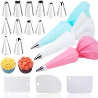 Stainless Steel Piping Nozzle Set Kitchen Cake Icing Piping Cream Cake Decorating Tools Reusable Nozzle Pastry Bag Cream Scraper