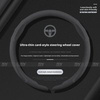 Nappa Leather Stitched Car Steering Wheel Cover, Ultra-thin Suede Universal Type, Summer Car Hand Cover, Car Interior Decoration