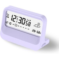 Digital Alarm Clock LCD Display with Calendar Temperature Humidity Snooze Table Bedside Clock for Kitchen Bathroom Office
