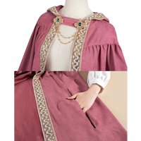 Halloween European Retro Cape Ribbon Trim Hooded Cloak Anime Cosplay Costume