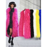Mongolie fourrure de mouton femmes Long gilet coloré chaud fausse fourrure haute rue manteaux en peluche femme veste automne hiver fourrure vêtements d'extérieur