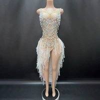 New sexy side slit dance performance costume, birthday party, socialite live house outfit