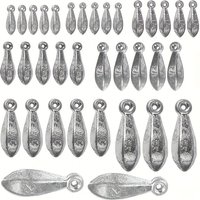 35pcs Various tear-shaped lead weights with rings, ranging from 1/8 ounce to 2 ounces - extremely suitable for sea fishing
