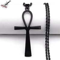 Ankh Cross Key of Life Necklace for Women Men Stainless Steel Silver Color Egyptian Protection Necklaces Jewelry N6226S02