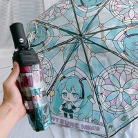 Hatsune Miku anime transparent umbrella miku fully automatic folding umbrella cute cartoon boys and girls transparent umbrella