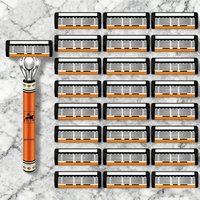 6pcs -layer classic razor, razor set, stainless steel blade, manual safety razor, reusable blade, silicone anti-skid layer