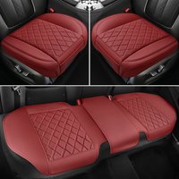 3pcs Diamond-shaped embroidered Perforated PU Leather Car Seat Covers Bsiiness Style Non-Slip Durable Quick Universal Fit