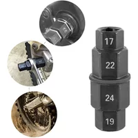 4-in-1 Motorcycle Hex Axle Tool, 17mm 19mm 22mm 24mm Spindle Socket Wrench, 3/8" Drive Front Rear Wheel Removal Tool