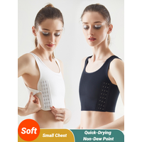 Women Breathable Chest Breast Binder Side Buckle Short Vest Tops Underwear Tank Wireless Wrap Bandages Flat Tomboy Seamless