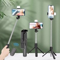 Selfie Stick Telescopic Travel Handheld Tripod Portable Phone Stand 700mm with Lamp Bluetooth Remote Extendable Phone Tripod