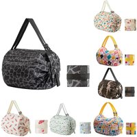 Big Folding Shopping Bag Foldable Reusable Grocery Portable One Shoulder Handbag For Travel Groceries Supermarket Tote