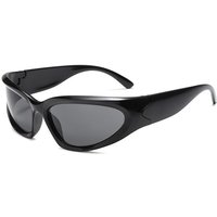 AliExpress Other Unisex Y2K Cyberpunk Cool Black Silver Sunglasses for Men Women Stylish Future Science Polarised Lens Cycling Eyewear