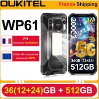 OUKITEL WP61 – wytrzymały smartfon 5G z systemem Android, 16 GB pamięci RAM, 36 GB (12 GB + 24 GB) + 512 GB pamięci wewnętrznej, bateria 20000 mAh, ładowanie 45 W, aparat 108 MP, ekran 6,78 cala, NFC,