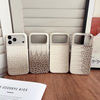 Fashion Gradient Crocodile Skin Texture Pattern Artificial Leather Shockproof Phone Cover Case for iPhone 17 16 15 Pro Max