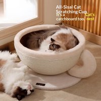 Nouveau Repose-labouratoire pour chat en sisal tressé, bol à gratter rond anti-déchirure, fournitures pour animaux de compagnie pour protéger les canapés des chats