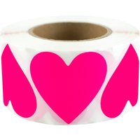 500Pcs 3.8Cm/1.5Inch Fluorescent Rose Red Heart Stickers Fluorescent Self-Adhesive Heart-Shaped Sticker Labels Wedding Gift Envelope Decoration Sealing Stickers