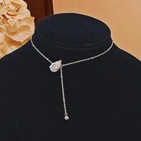3 Carat Women's Pear Drop Zircon Pendant Necklace Holiday Beautiful Gift Y Shape Pear Shape Cut Solitaire Diamond Necklace