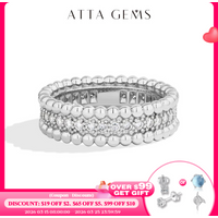 ATTAGEMS New Trends Moissanite Eternal Rings for Women S925 Sterling Silver D VVS1 Diamond Elegant Engagement Bands Fine Jewelry