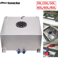 Universal 2.5/5/10/15/20 Gallon 10/20/40/60/80L Fuel Surge Cell Tank With Cap and Sensor Foam Inside Silver Aluminum