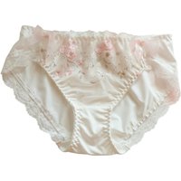 Comfortable Mid Waist Lace Floral Briefs Bow Sweet Lace Embroidered Panties Milk Silk Cotton Crotch Women Underwear Women
