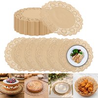 50Pcs Placemats Round Lace Paper Place Mats Disposable Placemats for Food Cakes Mats Party Weddings Tableware Crafts Decor