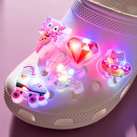 1PCS Pink LED Shoe Charms Cute Animals Cat Pig Christmas Tree Luminous Shoe Buckle Pins for Women Clog Accessories Jeans Pendant