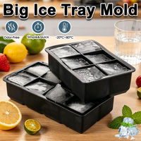 Easy Release Jumbo Large Silicone Ice Cube Tray Big Square Mold Food Grade Giant Ice Maker DIY for Whiskey Cocktail Party
