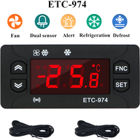 ETC-974 Temperature Controller Refrigerator Defrosting Heating Control Thermoregulator with Dual NTC Sensor 220V