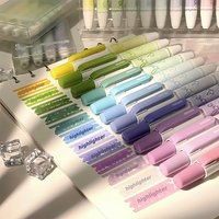 4/12 colors Retractable Gradient Highlighters Pastel Chisel Tip No Bleed Kawaii Cute Stationery for School Office Journaling