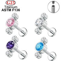 ASTM F136 16g Titanium CZ Cartilage Trinity Helix Earrings Tragus Stud Conch Lip Sexy Punk Body Piercing Jewelry