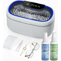 550ML Ultrasonic Cleaner, 45KHz Portable Jewelry Glasses Cleaning Machine For Ring, Earrings, Necklaces, Eyeglasses, Dentures, Watches, Coins, Stainless Steel Water Tank, With 2×100ml Cleaning