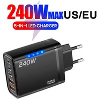USB C GaN Charger 240W 5 in 1 Fast Charging Phone Charger Power Adapter For iPhone Samsung Xiaomi Type C EU/US Plug Wall Charger