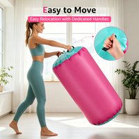 Aufblasbarer Gymnastik-Luftrollenbagger, Langlebiger PVC-Luftkissen-Turnzylinder mit Luftpumpe, Rutschfester Luftdichter Wasserdichter Luftroller für Yoga, Pilates, Fitness, Heimtraining
