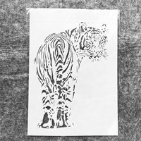 A4 29cm Tiger Looking Back DIY Layering Stencils Wall Painting Scrapbook Coloring Embossing Album Decorative Template
